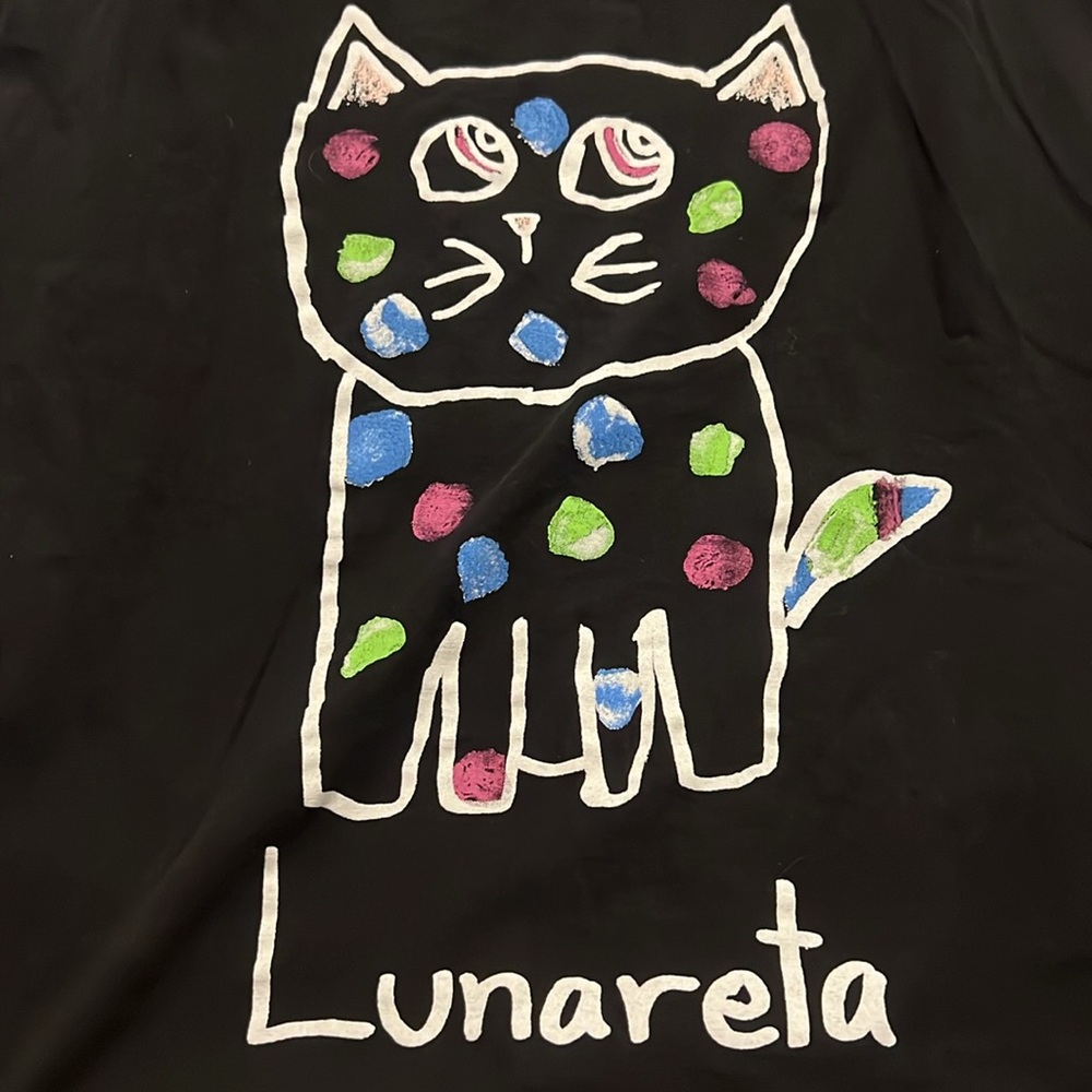 Zara Alicia Lunareta Artist graphic tee cat black sleeveless w/shoulder pads Lg - Picture 13 of 16